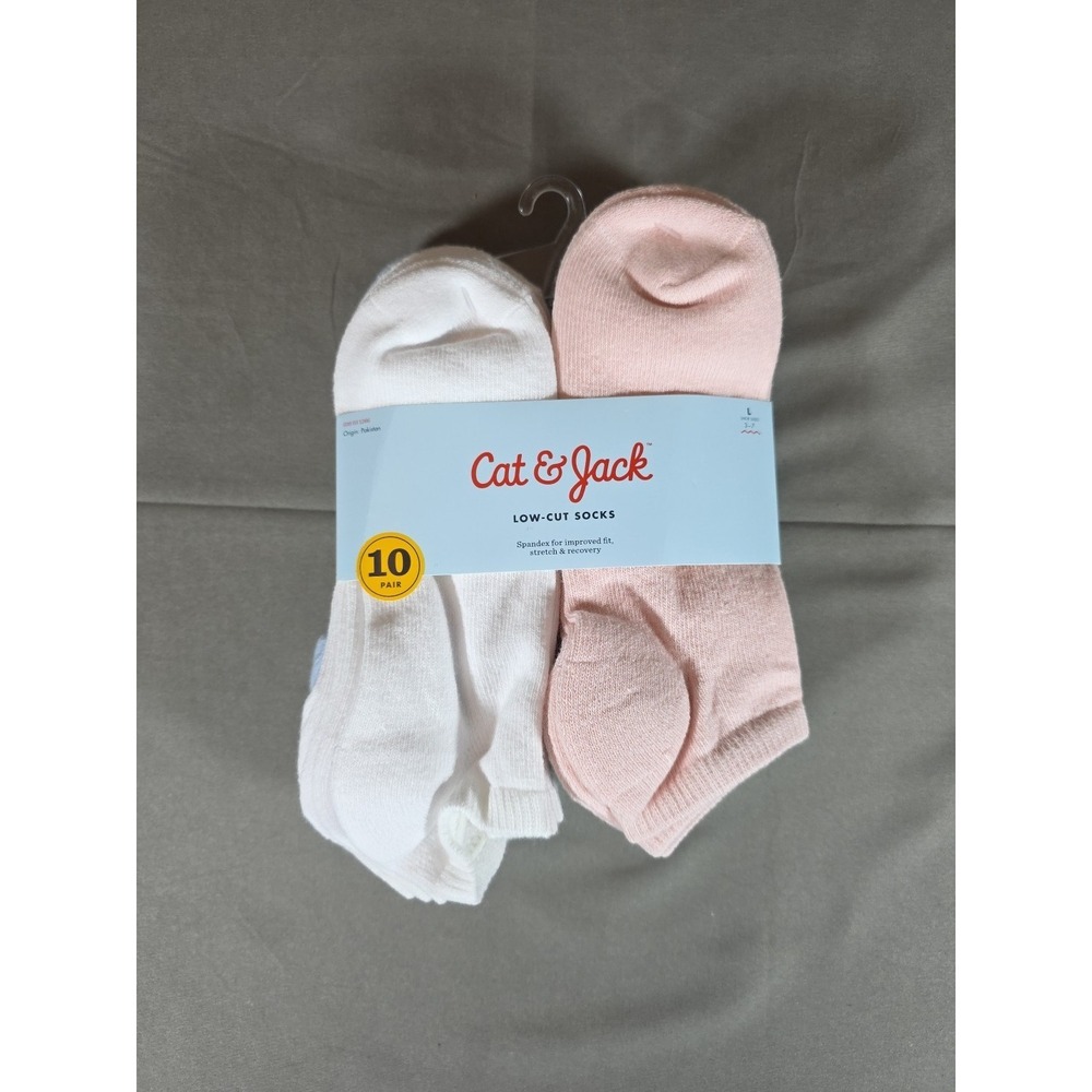 Low Cut Socks Cat & Jack 10pk Lightweight - Size L  (Shoe Size 3-7)